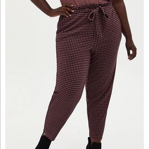 Torrid Herringbone Paperbag Waist Tapered Pants